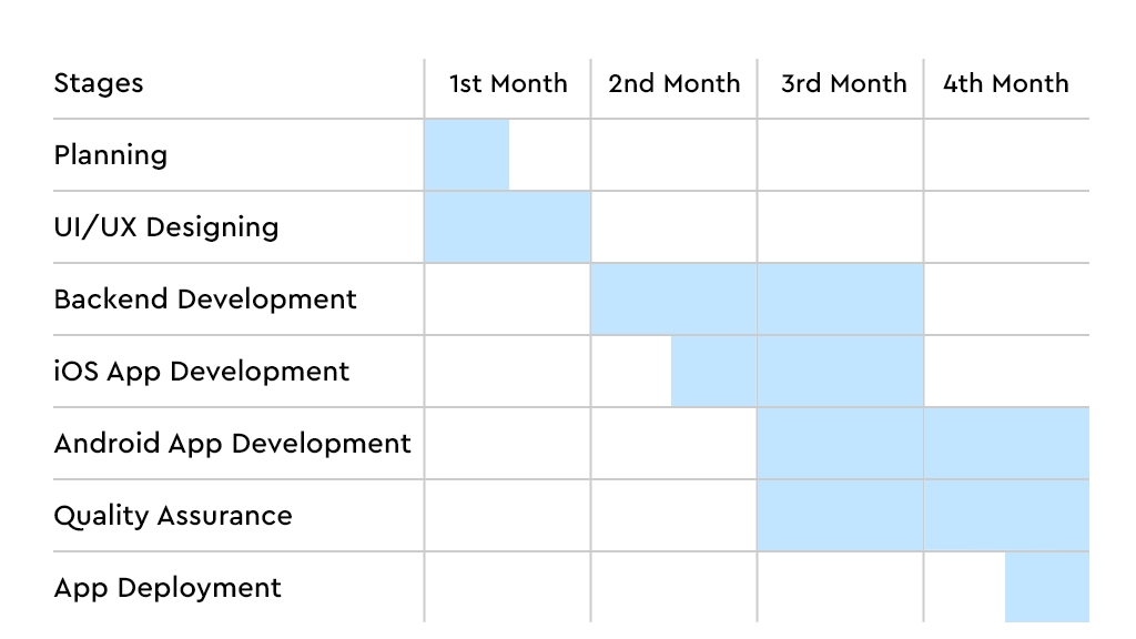 Mobile app development process and time