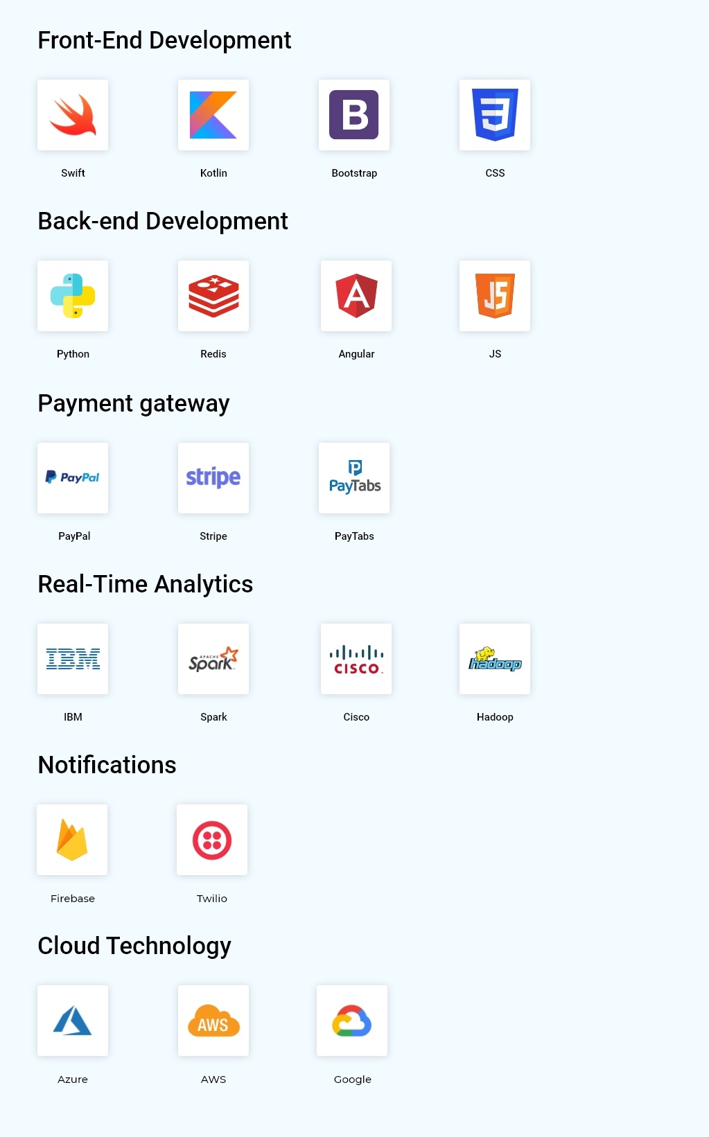tech stack of apps for logistics