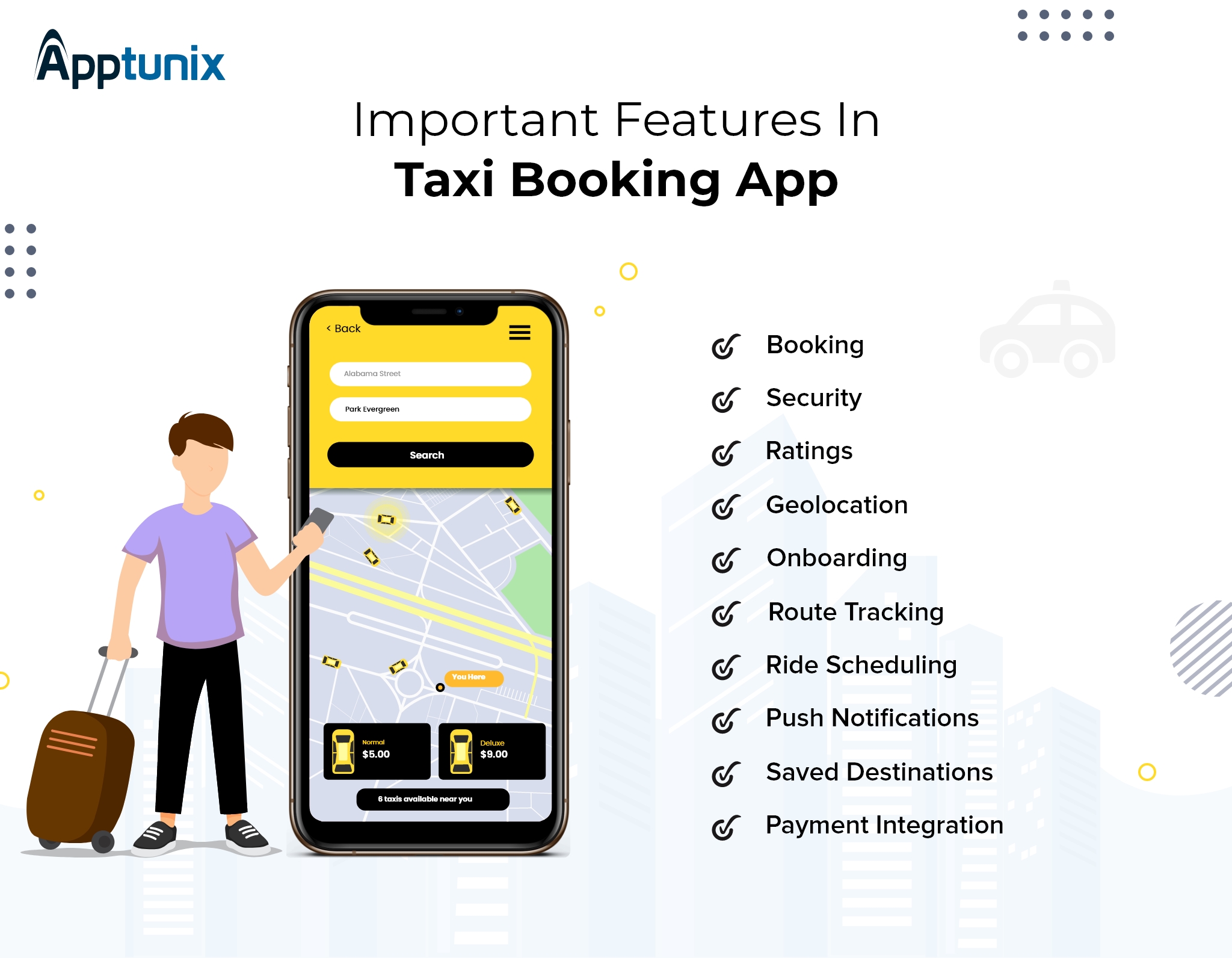 features in taxi booking app development