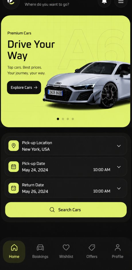 Ride-hailing app screen
