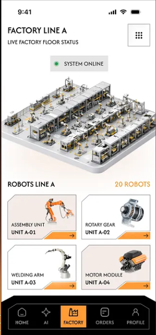 Manufacturing app screen